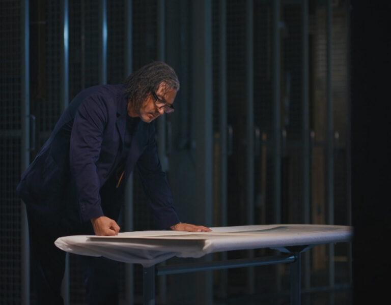 David Olusoga reading from a book