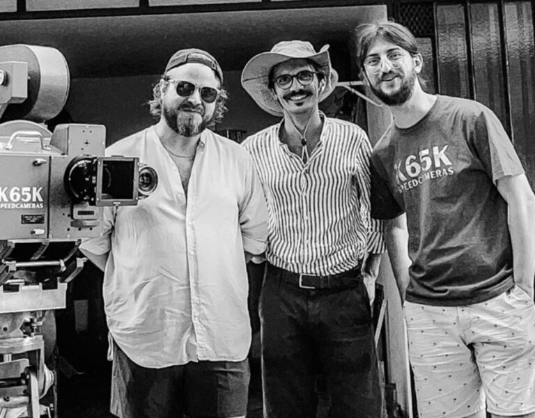 K65K staff (Luca, Artyon) with Brady Corbet stood by the K65K camera