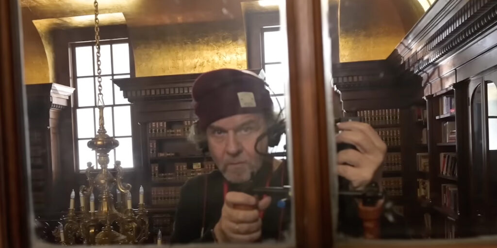 Figgis recording himself in a mirror