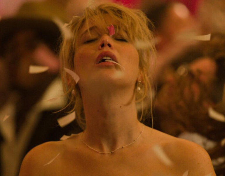Jennifer Lawrence dancing with confetti