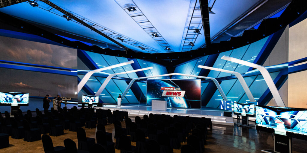 A large virtual production studio