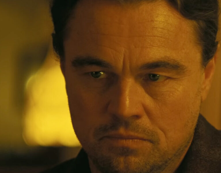 Leonardo DiCaprio looking serious