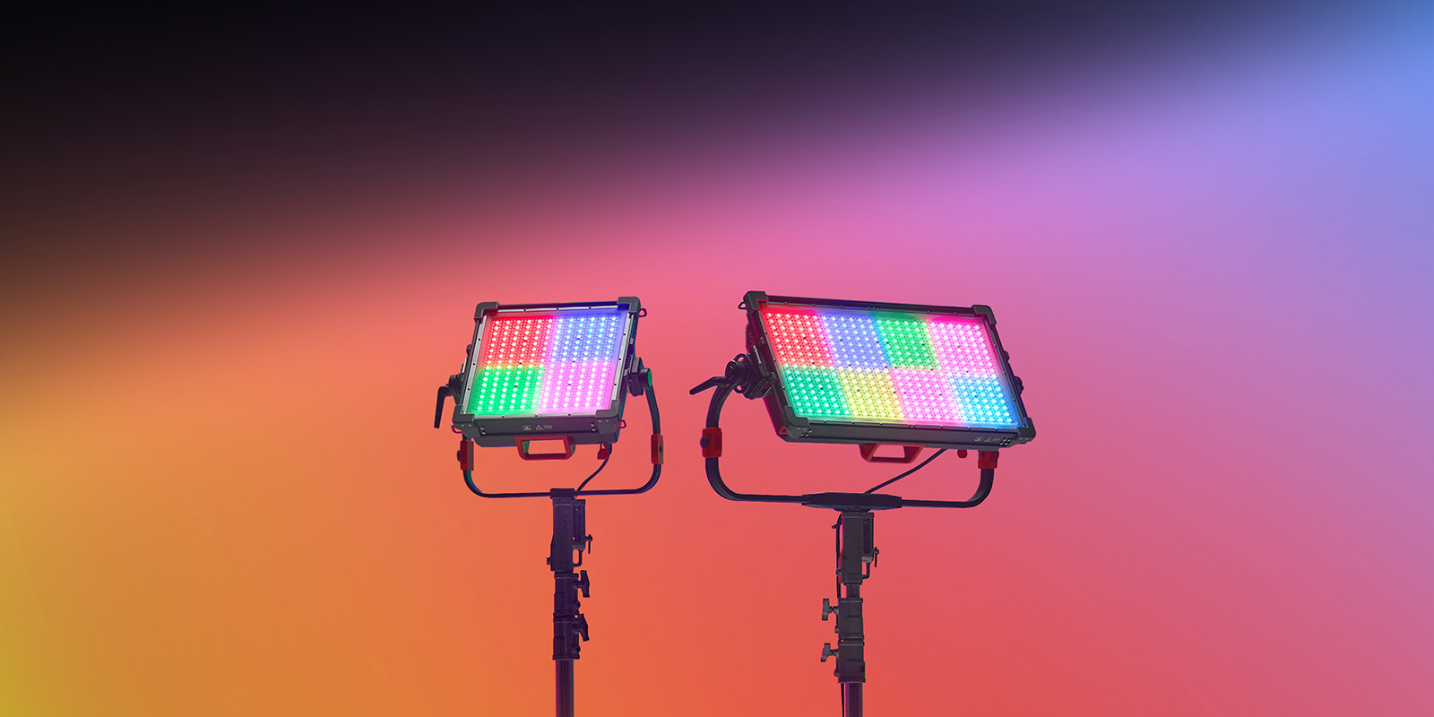 Two lights on a multicolored background