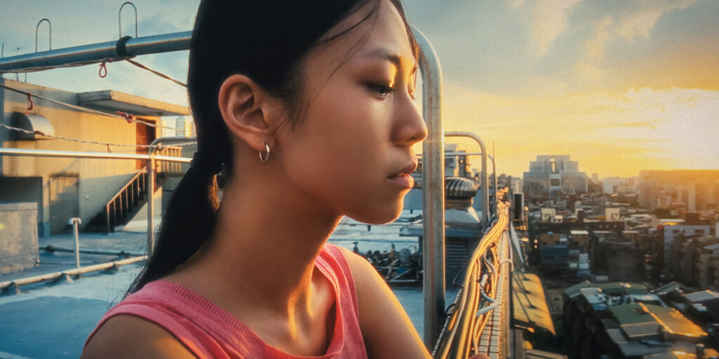 A woman overlooking a city
