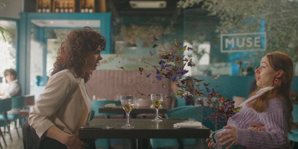 Two women sat in a restaurant 
