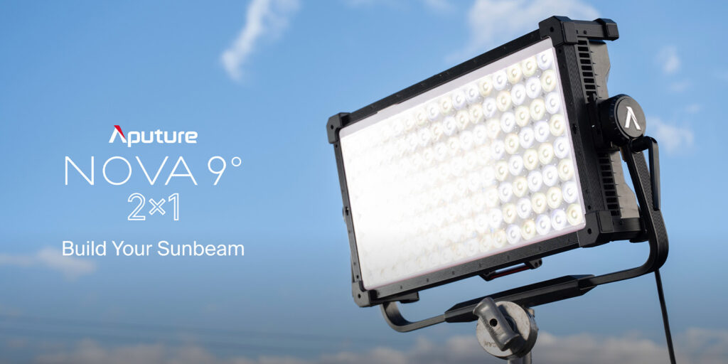 A light against a blue sky