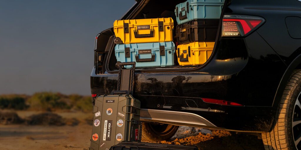 Protector cases in the boot of a car