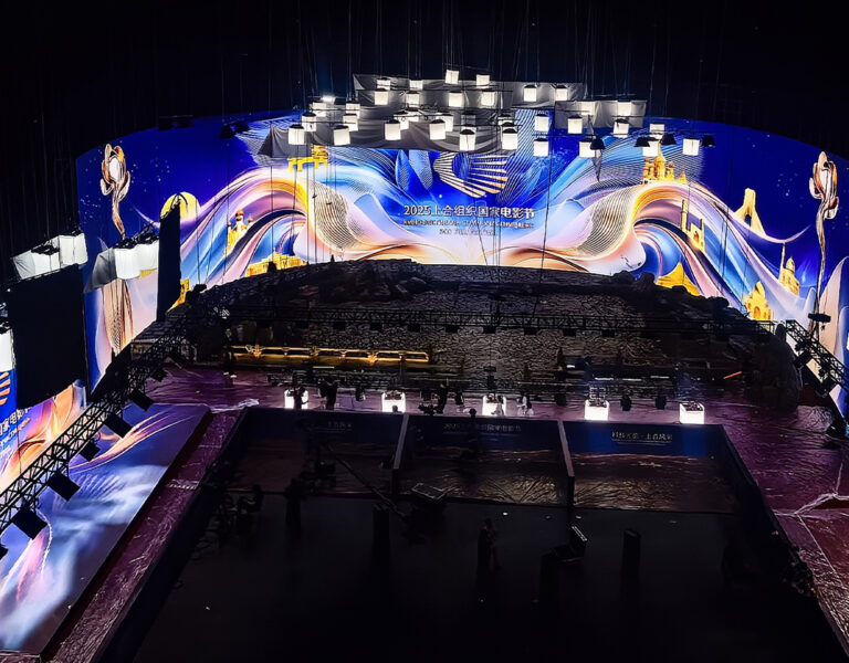 A large virtual production screen