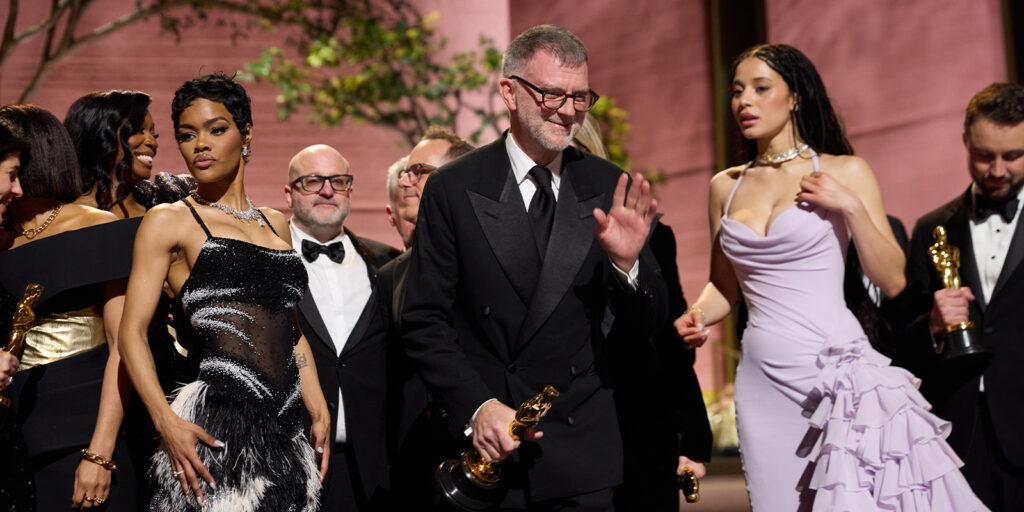 The team behind One Battle After Another accept the Oscar for Best Picture during the 98th Oscars