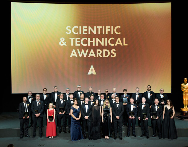 A group of people gathered on stage