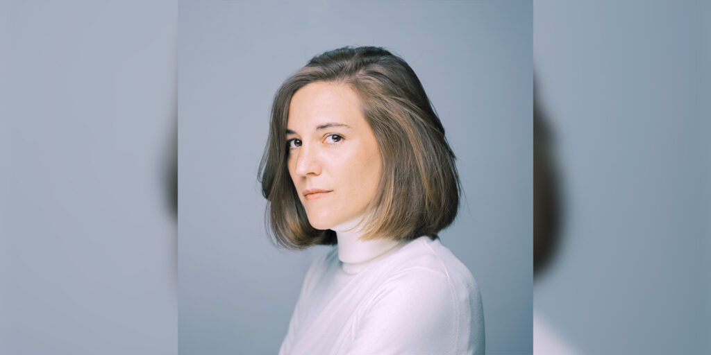 Screenwriter and director Carla Simón against a grey background