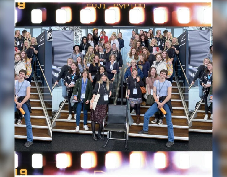 A group of people gathered on a staircase