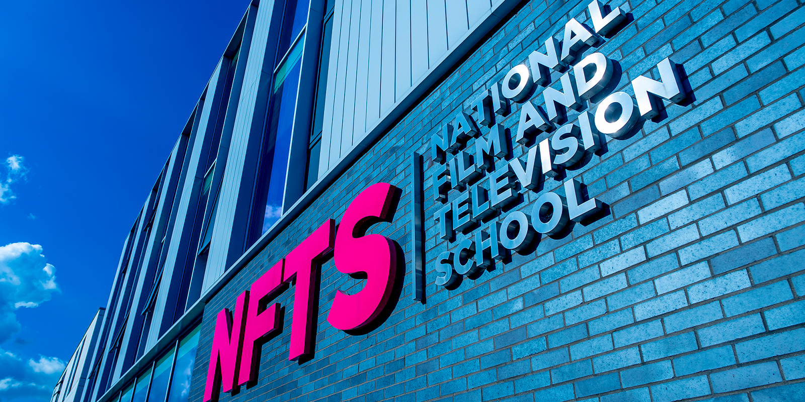 The NFTS logo on the side of a building
