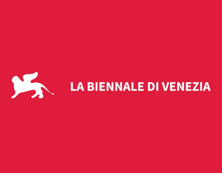 A red and white Biennale logo