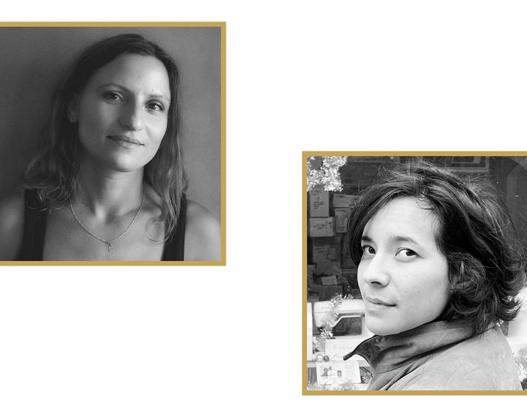 Two women in black and white photos