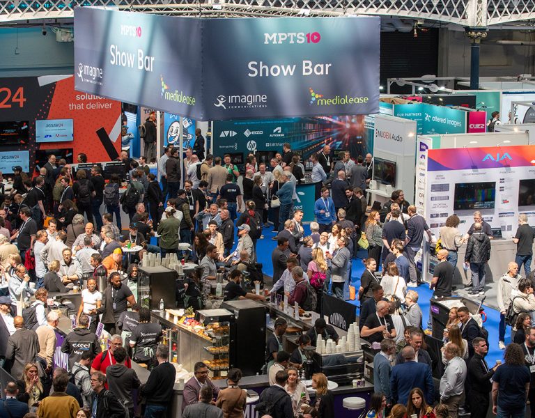 Crowds gathered in an exhibition hall