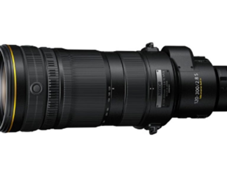 A Nikon lens on a white background