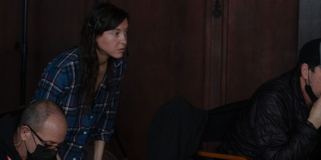 Hillary Fyfe Spera on set 