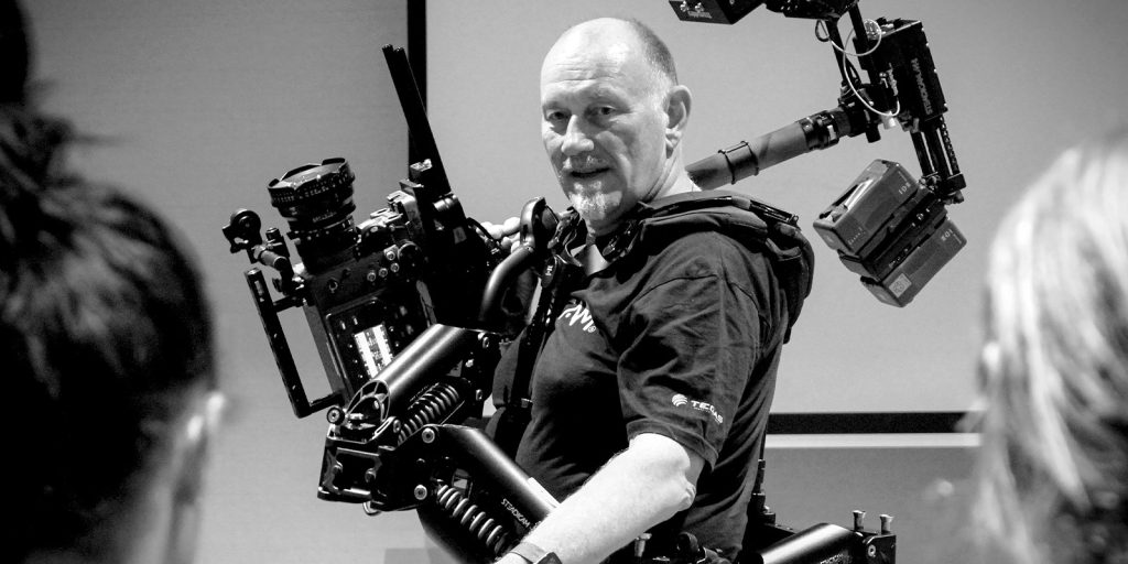 Thwaites operating a Steadicam