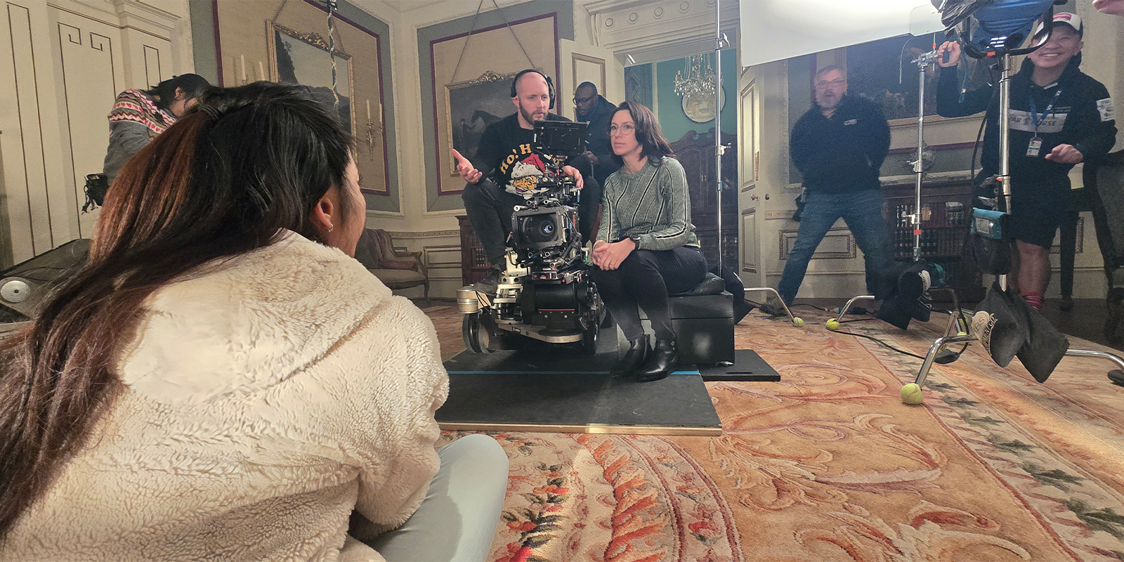 Film crew on the set of Bridgerton