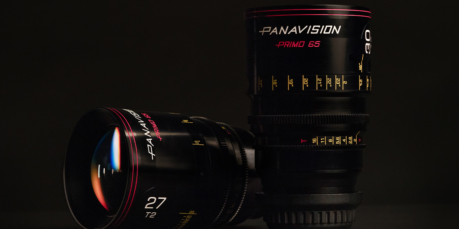Two lenses on a black background