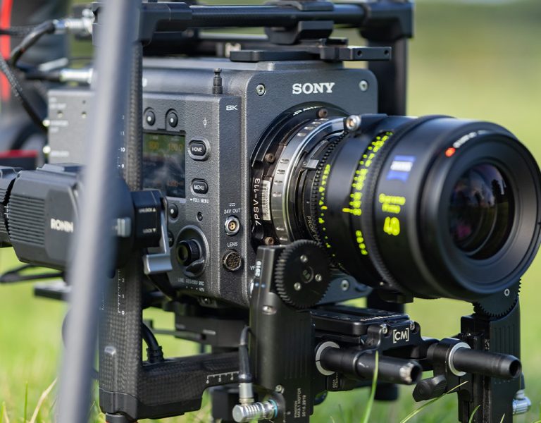 A camera on some grass