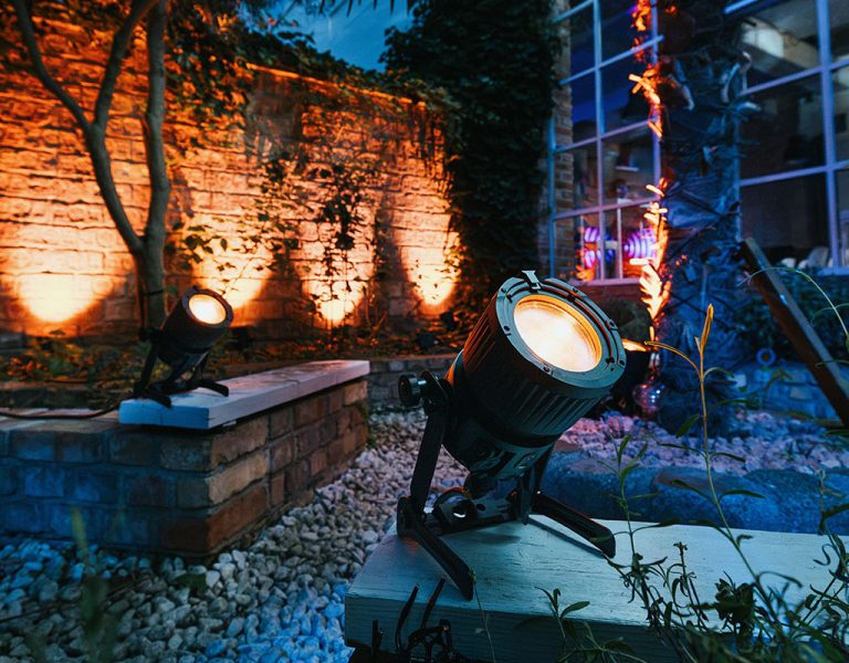 A range of light fixtures outside