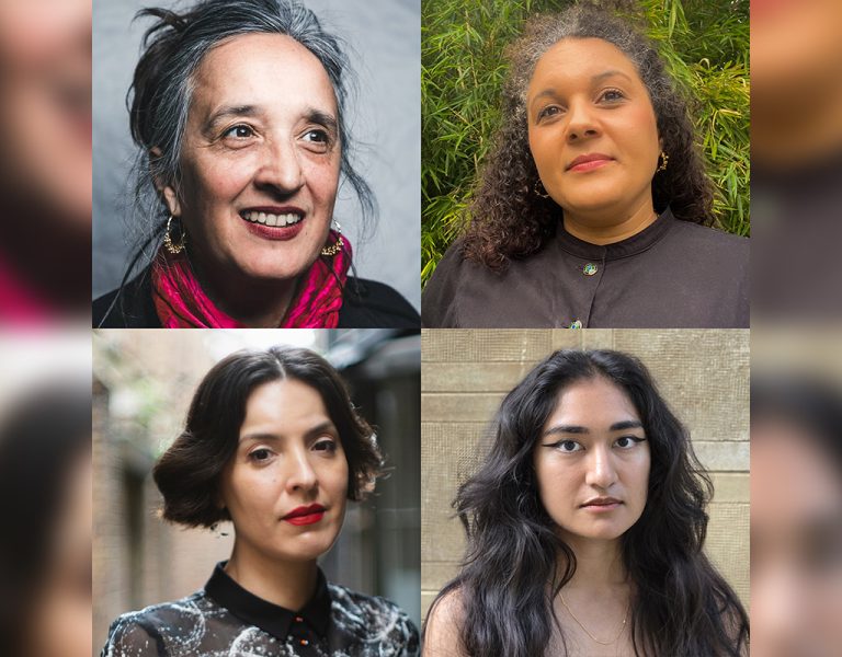 Headshots of four people in a composite image