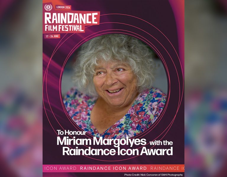 Miriam Margolyes smiling in a poster for her Icon Award