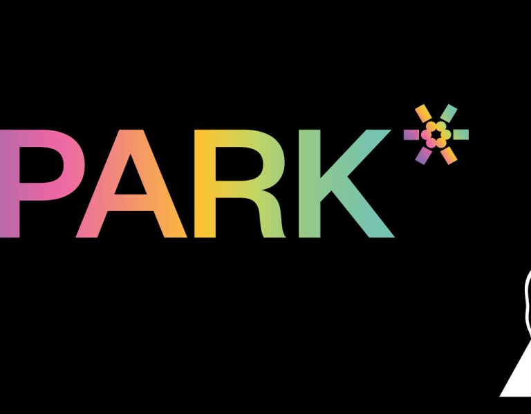 Multicolored "Spark" on a black background