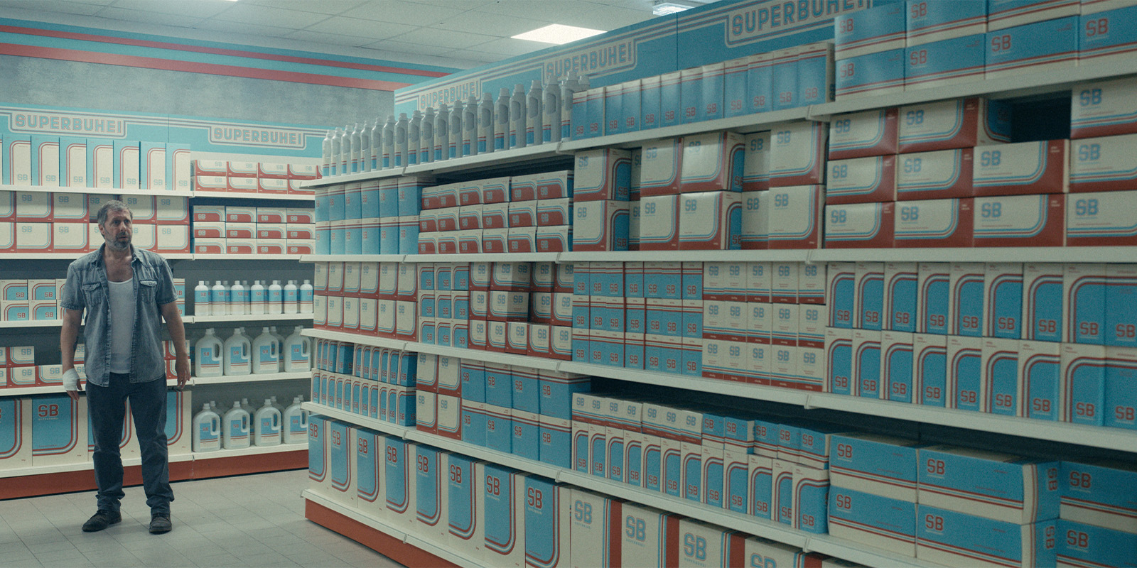 A man standing in a supermarket