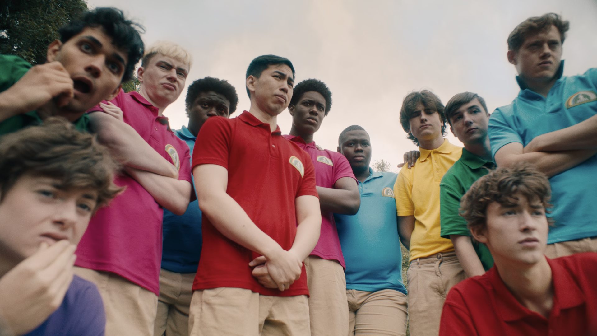 A group of people in colorful outfits 