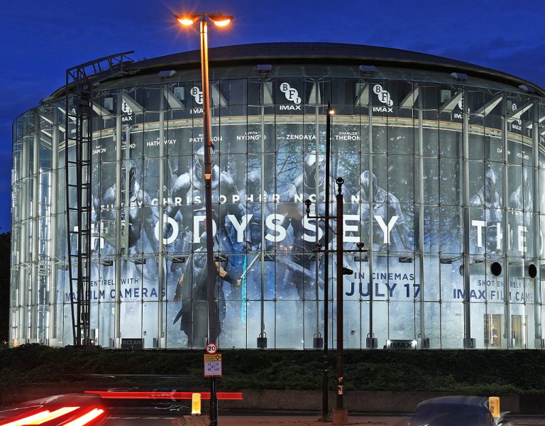 The Odyssey graphic on the outside of BFI IMAX