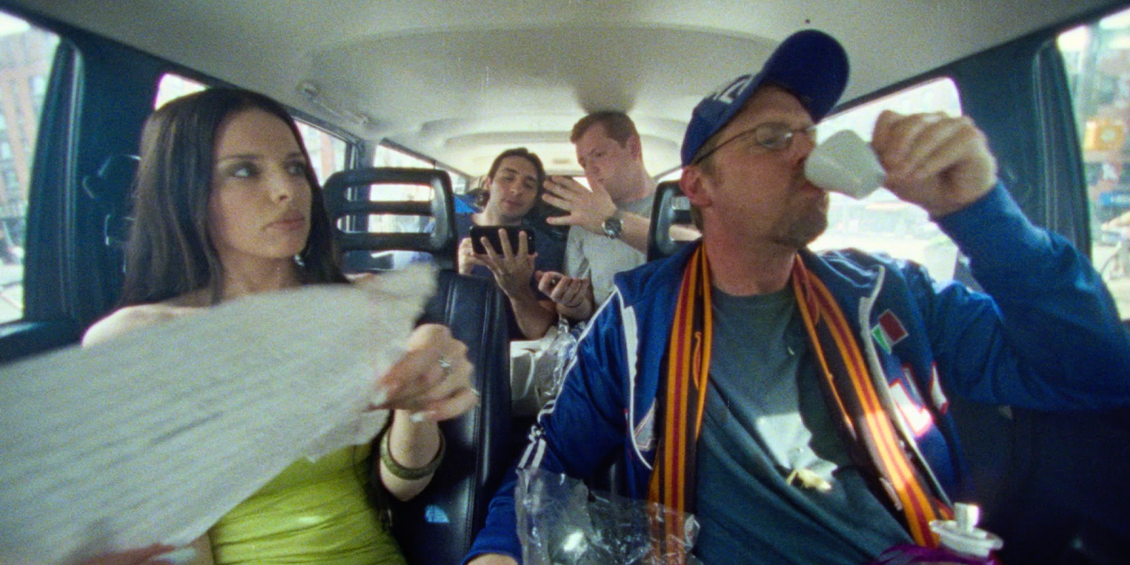 A group of people sat in a van