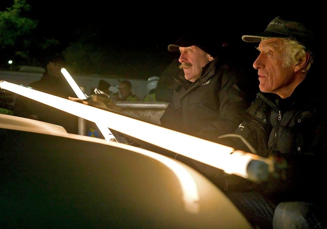 Biggles on-set with Roger Deakins CBE BSC ASC during production on Skyfall