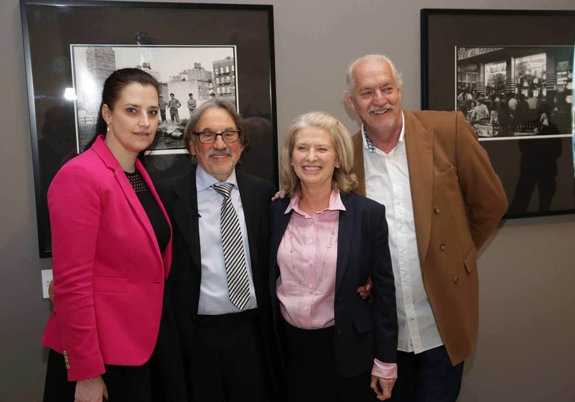 Judit Romwalter, Vilmos Zsigmond, Susan Zsigmond and Richy Romwalter at the opening of “Photographed by Vilmos Zsigmond” exhibition in the Ludwig Muzeum, Budapest, in 2015. Photo by Marianna Sárközy.