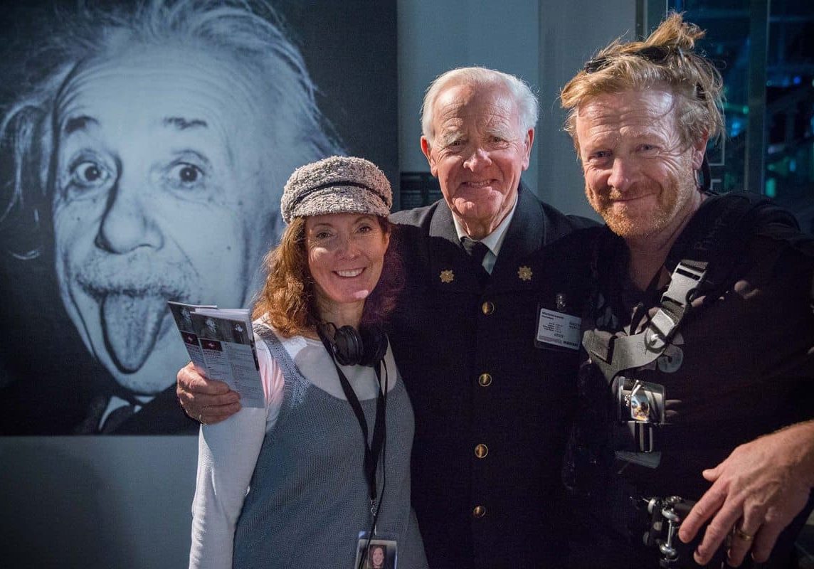A cheeky shot... (l-r) of director Susanna White, John Le Carré and Anthony Dod Mantle in the Einstein Museum in Bern