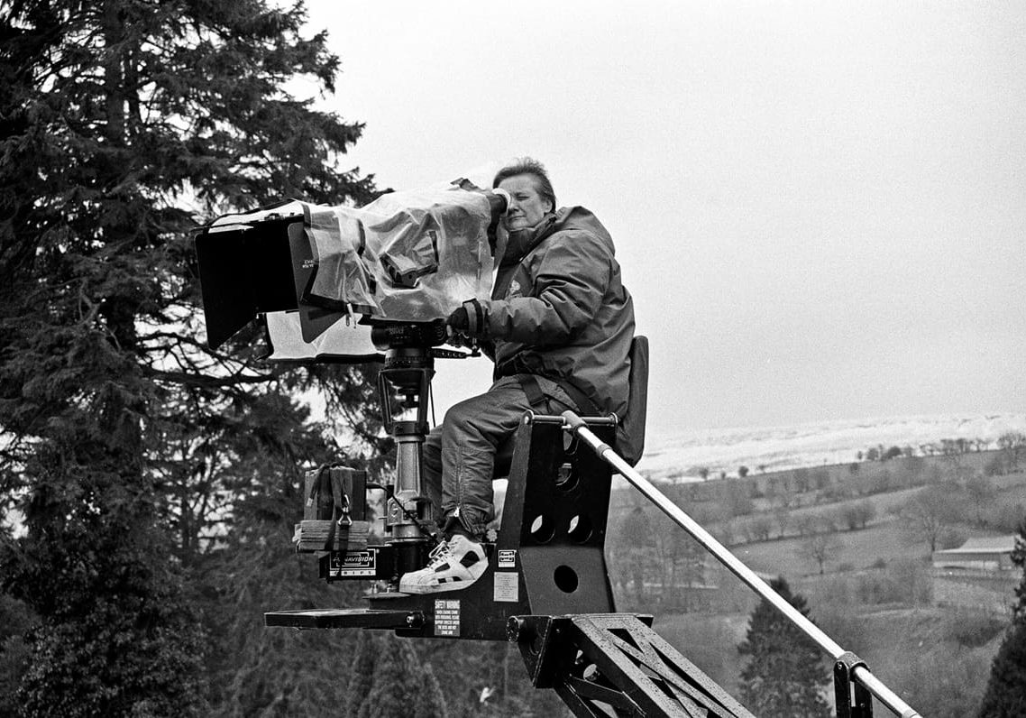 Up on the crane during the shoot of Solomon & Gaenor
